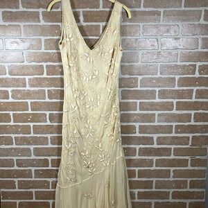 Stenay formal dress size 10 Beaded Sequin Silk Champagne New!
